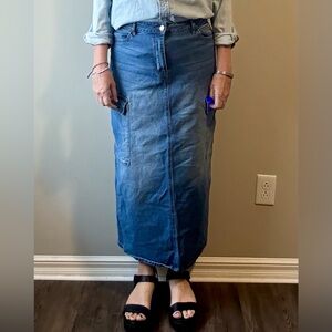 Almost Famous Blue Denim Maxi Skirt